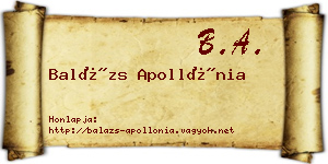 Balázs Apollónia névjegykártya